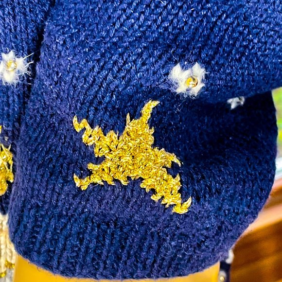 ▪️VTG▪️MARISA CHRISTINA▪️Christmas Beaded Angels & Stars Oversized Cardigan - Picture 5 of 8